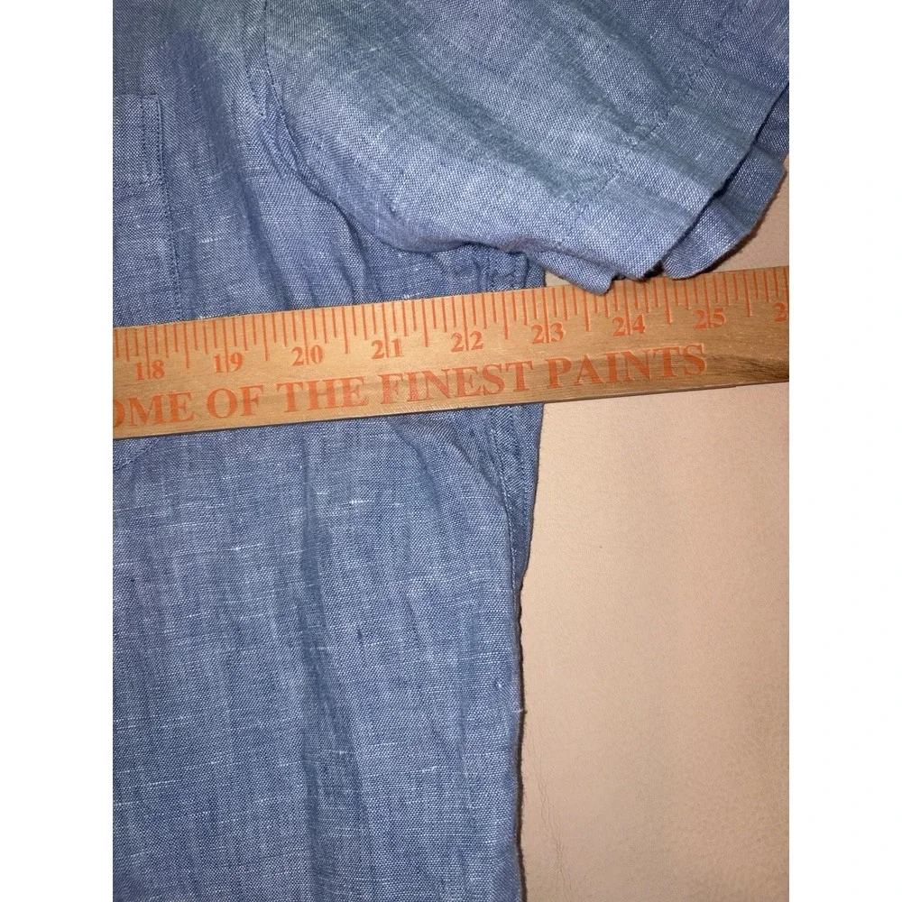 J. Crew Baird McNutt Irish Linen Solid Short Sleeve Large Classic Fit Blue